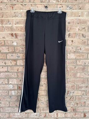 Nike Black Athletic Warm Up Track Pants with Zipper Leg Opening, size medium